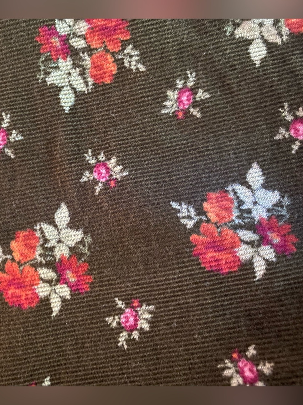 Floral Corduroy Tiered A-Line Skirt in Brown, Size 7 - Picture 4 of 4
